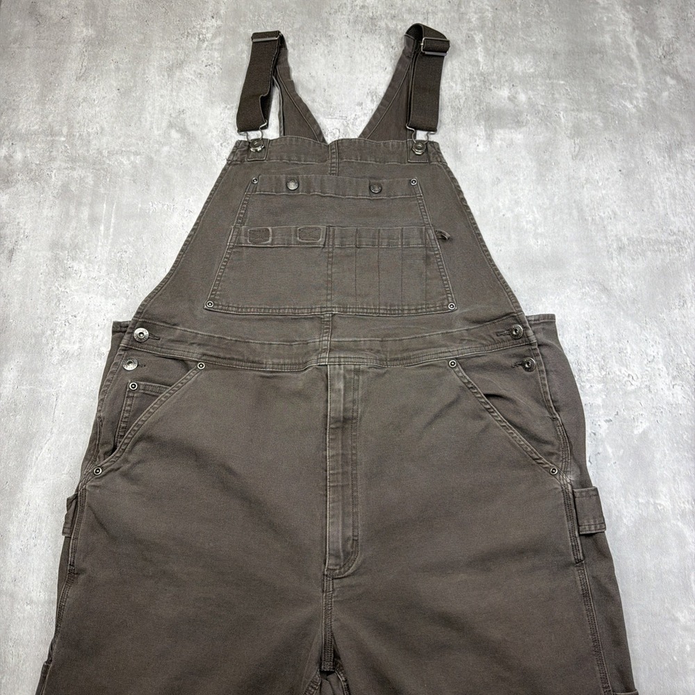 Duluth Trading Co Bib Overalls Mens 40X30 Gray Workwear Double Knee Utility USA